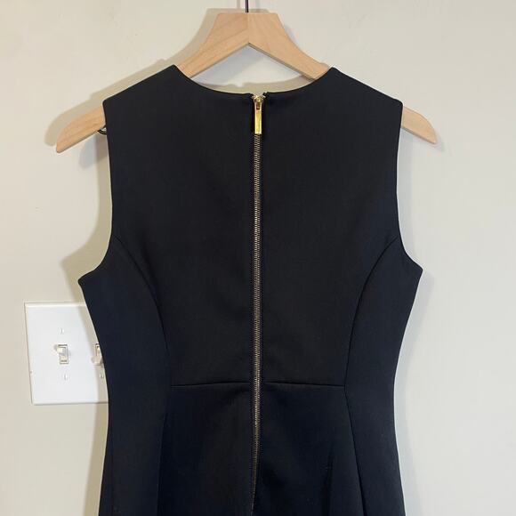 Calvin Klein Sleeveless Seam Front Scuba Crepe Crew Neck Sheath Dress Black Sz 8 - Picture 8 of 12